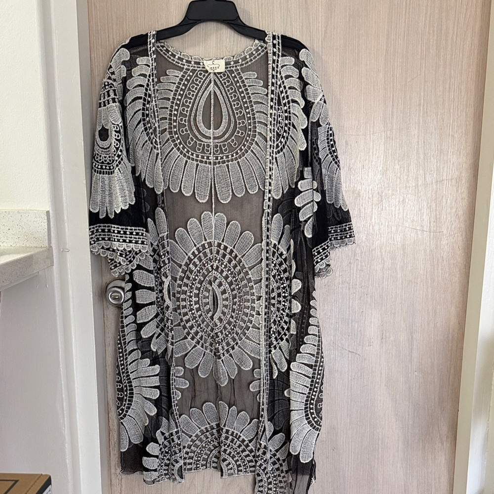 Black and White Sheer Kimono
